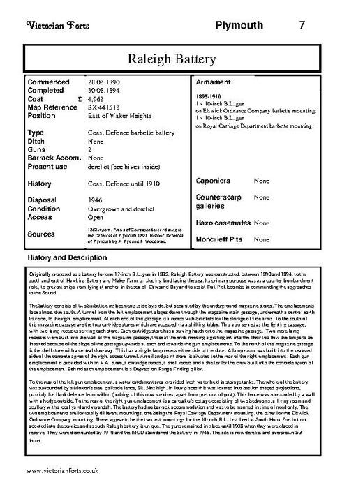 Raleigh Battery datasheet